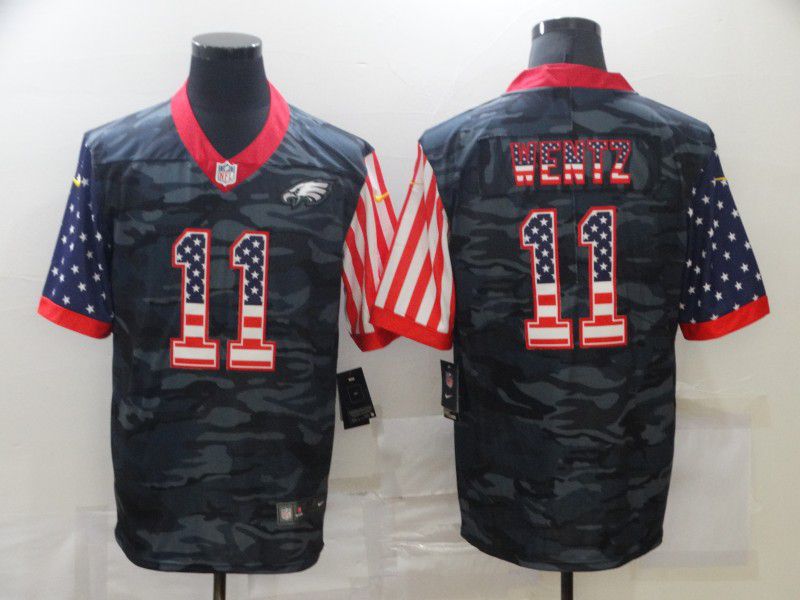 Men Philadelphia Eagles #11 Wentz Camouflage national flag Nike Limited NFL Jersey